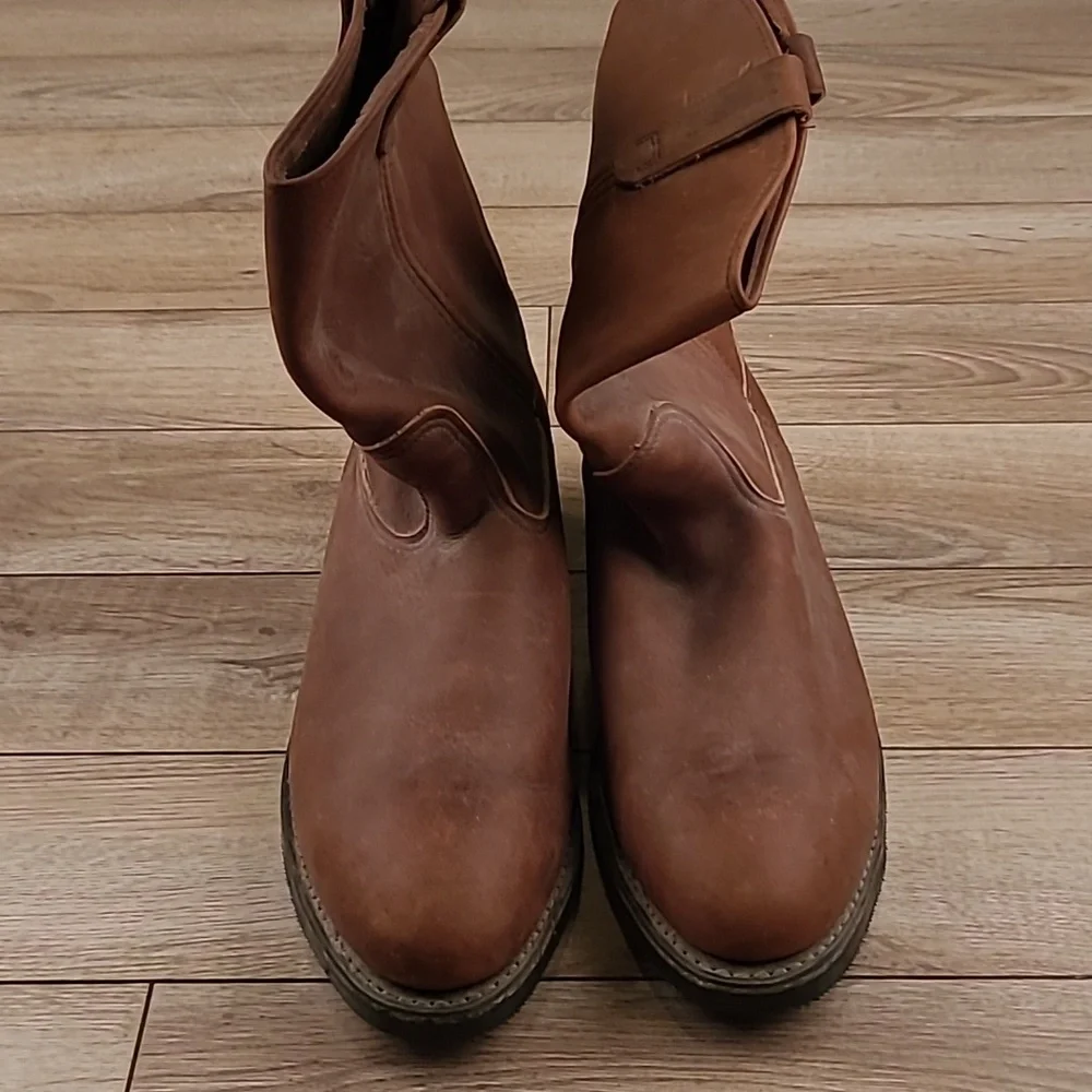RED WING Pecos USA Brown Leather Steel Toe Oil Sz 14 D Mens Boots #1299 VTG 90s‎
